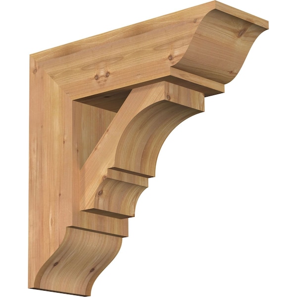 Ekena Millwork Balboa Traditional Smooth Bracket w/ Offset Brace, Western Red Cedar, 7 1/2"W x 22"D x 22"H BKT0806X22X22BOA01SWR - main